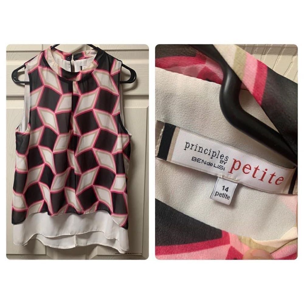 PRINCIPLES Diamond pattern Chiffon/Double layered Sleeveless Blouse size 14P